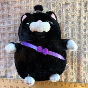 Amuse Koreans Kitty Black Plush Toy with Purple Details